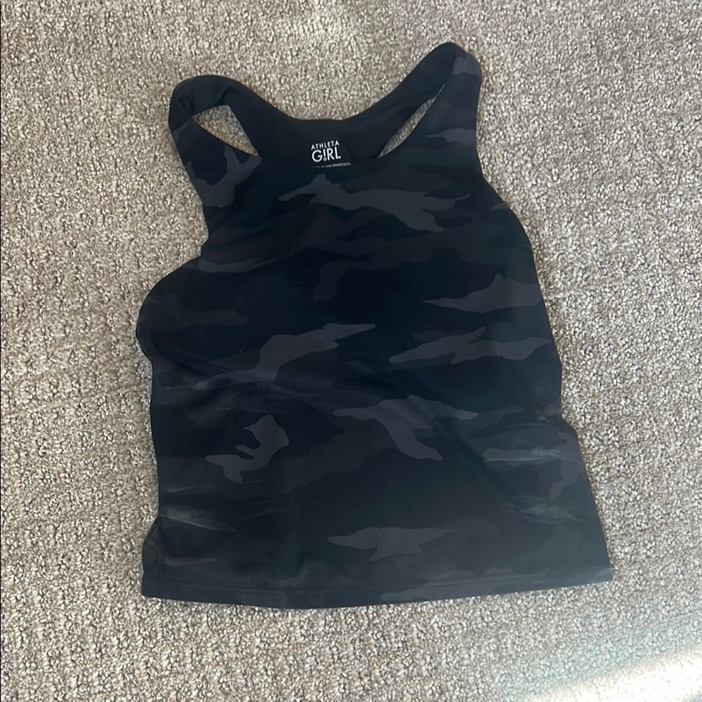 Active USA Black and Gray Sleeveless Crop Tank Top